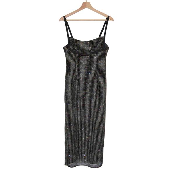 Liv Foster Spaghetti Strap Metallic Knit Formal Maxi Dress Size 8 - Picture 4 of 8